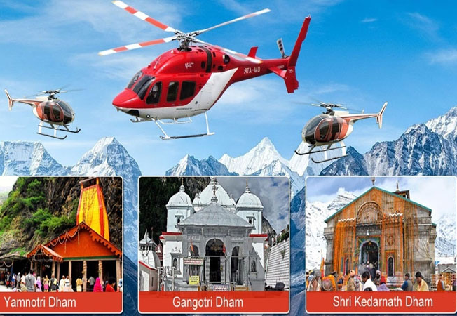 teen dham yatra by helicopter